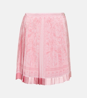 Minifalda Barocco de seda plisada | Versace