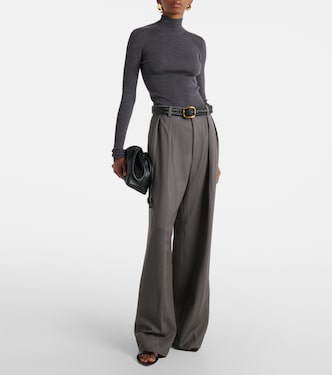 High-rise wool wide-leg pants | Wardrobe.NYC