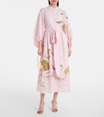 Robe midi imprimée en lin | Erdem