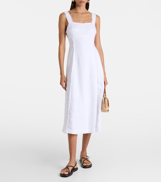 Pampelonne fringed linen midi dress | Heidi Klein