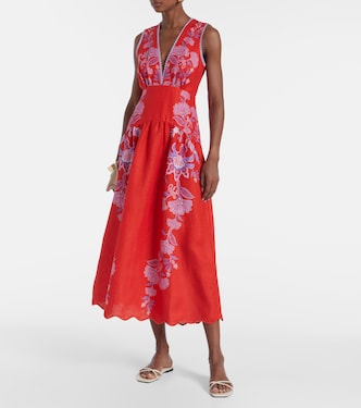 Robe midi Porcelain Garden en lin à fleurs | Farm Rio