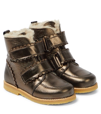 Stivali stringati in pelle con shearling | Petit Nord