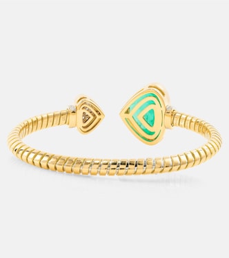 Trisolina 18kt gold cuff bracelet with diamonds and emerald | Marina B