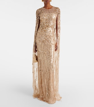 Ruby caped sequined gown | Jenny Packham