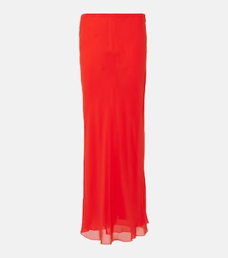 Gonna lunga Mauva in chiffon di seta | Khaite