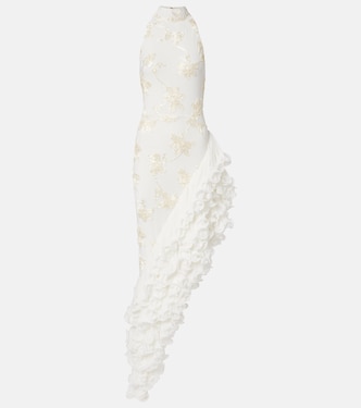 Bridal floral-appliqué maxi dress | Rotate