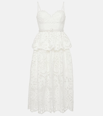 Robe midi en coton et dentelle | Self-Portrait