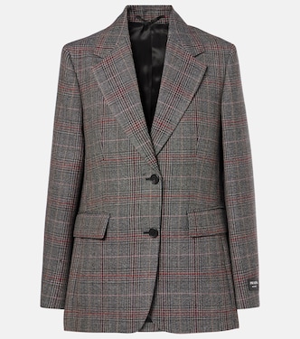 Blazer en laine à carreaux | Prada