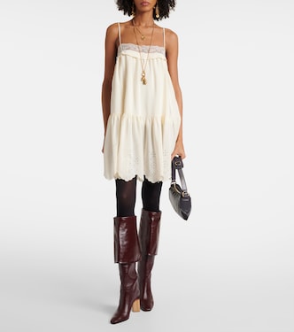 Lace-trimmed silk minidress | Chloé