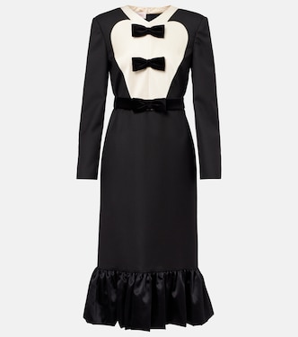 Bow-detail virgin wool midi dress | Valentino