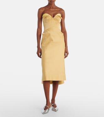 Strapless satin midi dress | McQueen