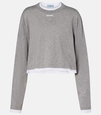 Camiseta cropped de jersey de algodón | Prada