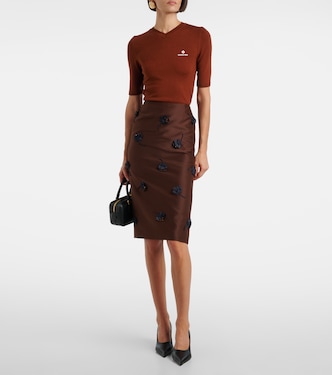 Floral-appliqué midi skirt | Shushu/Tong