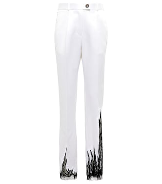 Lace-trimmed satin straight pants | Peter Do