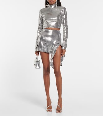 Sequined mockneck crop top | David Koma
