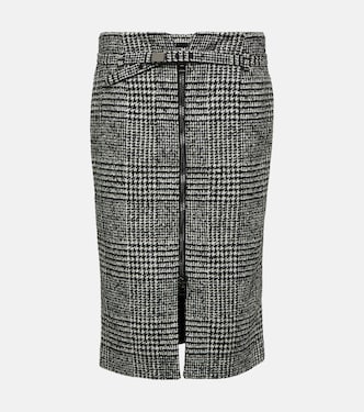 Falda midi en mezcla de lana de chevron | Tom Ford