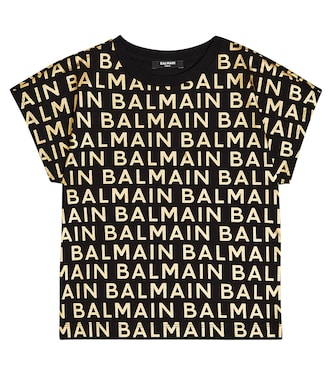 Camiseta de algodón con logo estampado | Balmain Kids