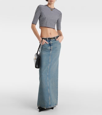 Top cropped in misto cotone con logo | Prada
