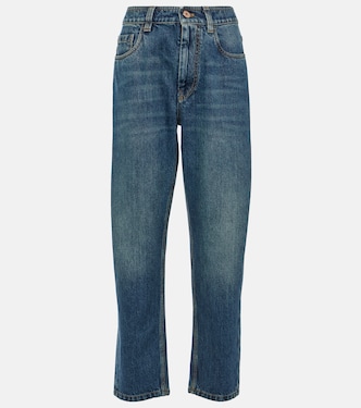 Jeans rectos Baggy de tiro alto | Brunello Cucinelli