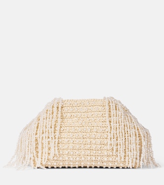 Clutch de rafia adornado con flecos | Self-Portrait