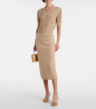 Jupe crayon en coton et cachemire | Alessandra Rich