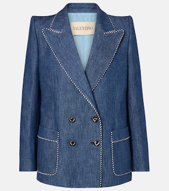Blazer doppiopetto in chambray | Valentino