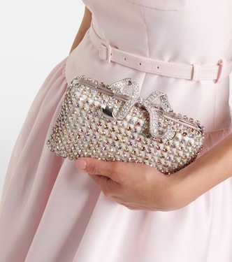 Bow Mini crystal-embellished clutch | Self-Portrait