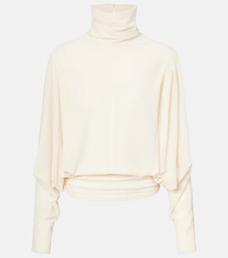 Ruched velvet turtleneck top | Xu Zhi