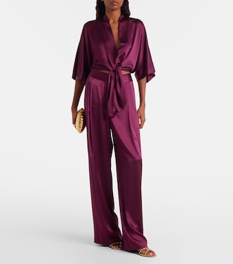 Cropped silk charmeuse top | The Sei