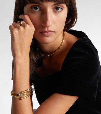 18kt yellow gold bangle with emeralds and diamonds  | Marina B