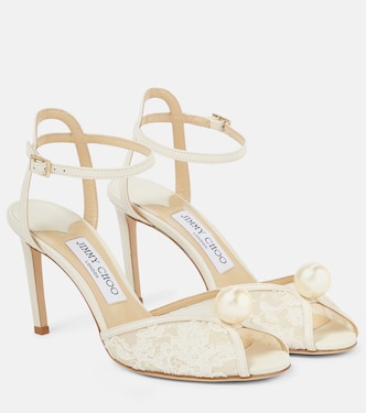 Sacora 85 leather and lace sandals | Jimmy Choo