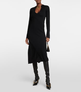 V-neck virgin wool midi dress | Jil Sander