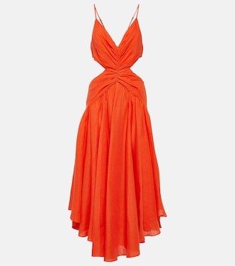 Vestido midi Raie de lino con aberturas | Zimmermann