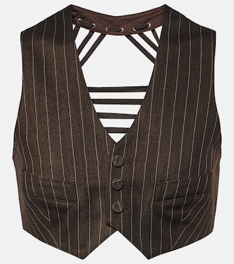 Pinstripe cropped wool-blend vest | Jean Paul Gaultier