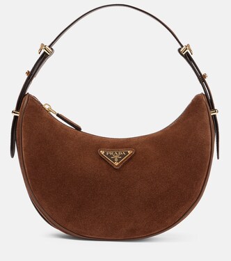 Borsa a spalla Arqué Small in suede | Prada