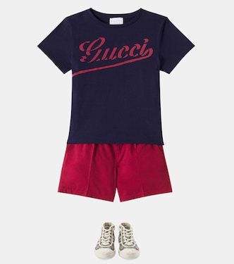 Web Stripe cotton poplin Bermuda shorts | Gucci Kids