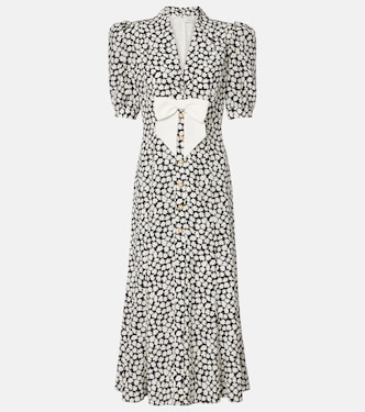Robe midi en soie à fleurs | Alessandra Rich