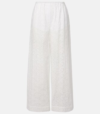 Bonfire eyelet cotton wide-leg pants | Staud