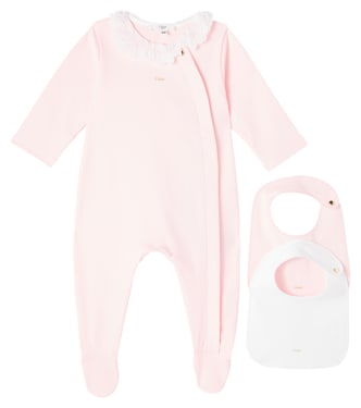 Baby cotton onesie and bib set | Chloé Kids