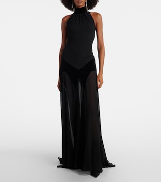 Velvet-trimmed silk georgette gown | McQueen