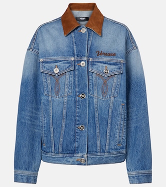 Trucker suede-trimmed denim jacket | Versace