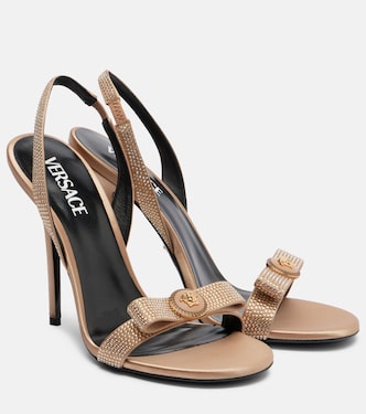 Medusa embellished satin sandals | Versace
