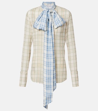 Sheer tie-neck silk blouse | Acne Studios