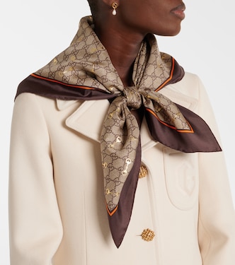 Foulard GG imprimé en soie | Gucci