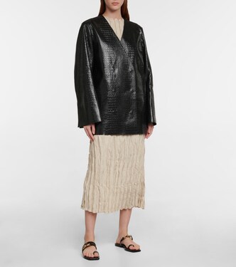 Double-breasted croc-effect leather blazer | Toteme