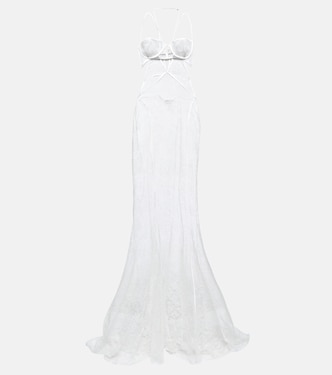 Bridal halterneck lace gown | Nensi Dojaka