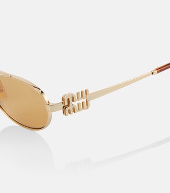 Lunettes de soleil aviateur à logo | Miu Miu