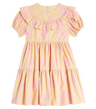 Pink Flower tiered cotton dress | Jellymallow