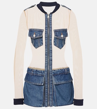Abito corto Illusion in tulle e denim | Coperni