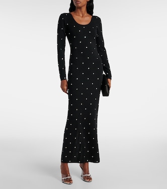 Abito midi in lana vergine con cristalli | Versace